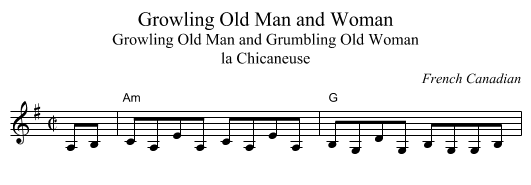 Growling Old Man and Woman - staff notation