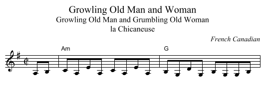 Growling Old Man and Woman - staff notation