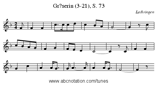 Gr?serin (3-21), S. 73 - staff notation