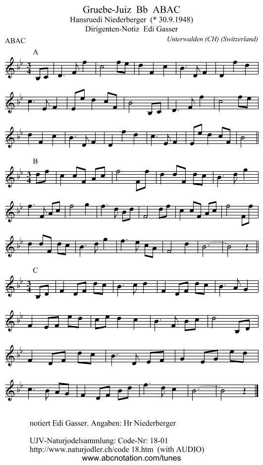 Gruebe-Juiz  Bb  ABAC - staff notation