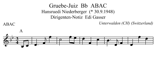 Gruebe-Juiz  Bb  ABAC - staff notation