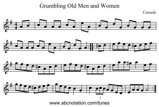 Grumbling Old Men and Women - staff notation