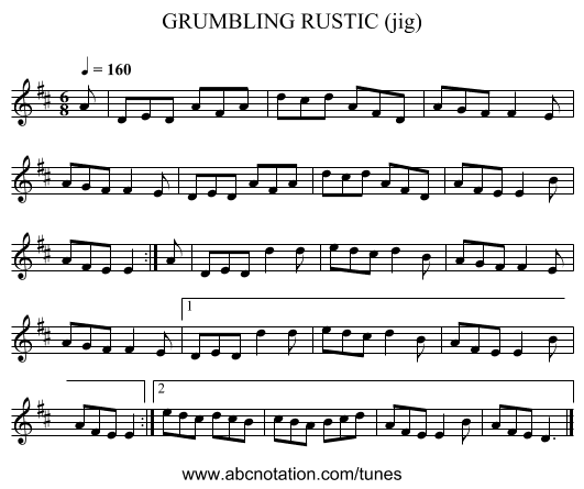 GRUMBLING RUSTIC (jig) - staff notation