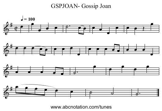 GSPJOAN- Gossip Joan - staff notation