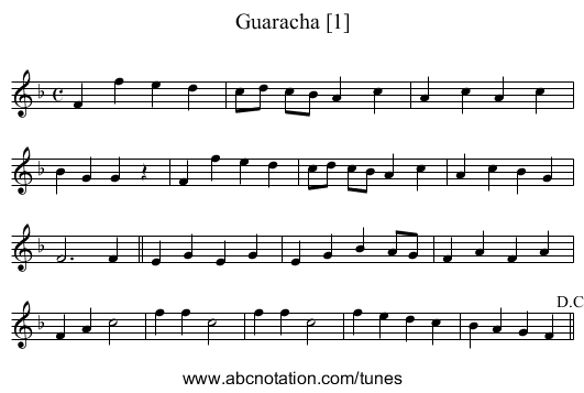 Guaracha [1] - staff notation