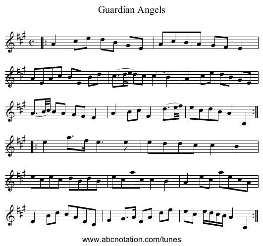 Guardian Angels - staff notation