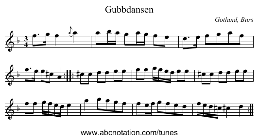 Gubbdansen - staff notation