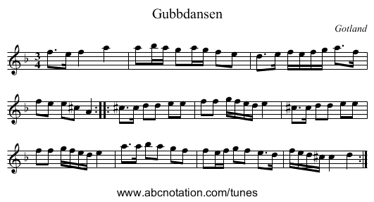 Gubbdansen - staff notation