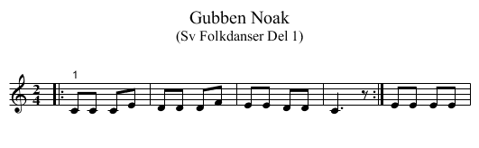 Gubben Noak - staff notation