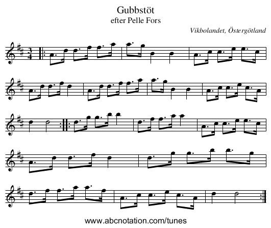 Gubbstöt - staff notation