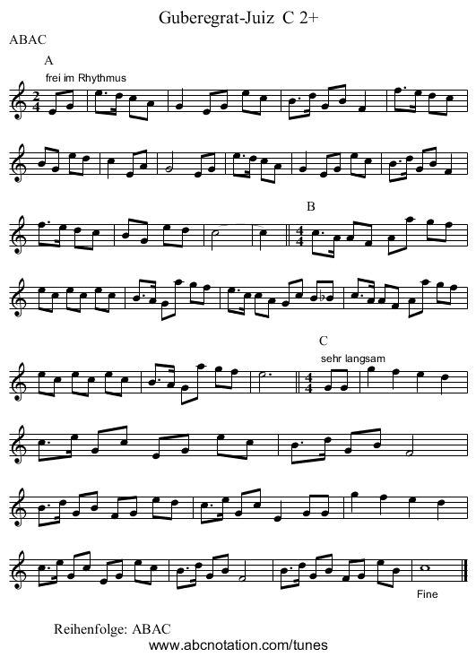 Guberegrat-Juiz  C 2+ - staff notation