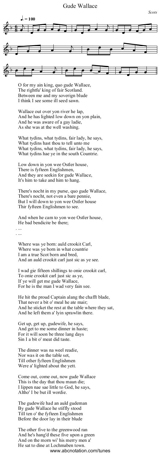 Gude Wallace - staff notation