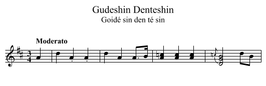 Gudeshin Denteshin - staff notation