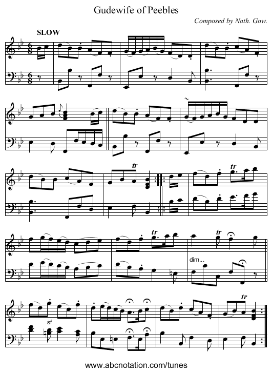 Gudewife of Peebles - staff notation