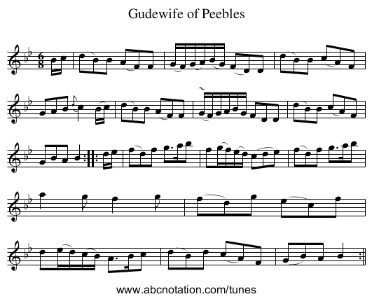 Gudewife of Peebles - staff notation