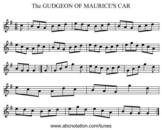 GUDGEON OF MAURICE'S CAR, The - staff notation
