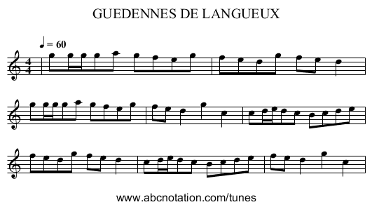 GUEDENNES DE LANGUEUX - staff notation
