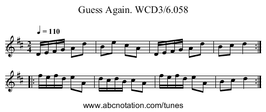 Guess Again. WCD3/6.058 - staff notation