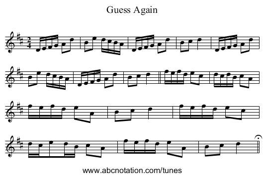 Guess Again - staff notation