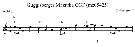 Guggisberger Mazurka CGF (mz05425) - staff notation