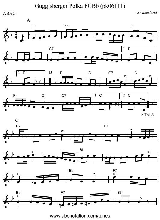 Guggisberger Polka FCBb (pk06111) - staff notation