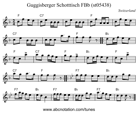 Guggisberger Schotttisch FBb (st05438) - staff notation
