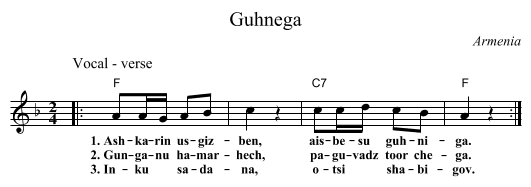 Guhnega - staff notation