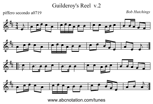 Guilderoy's Reel  v.2 - staff notation