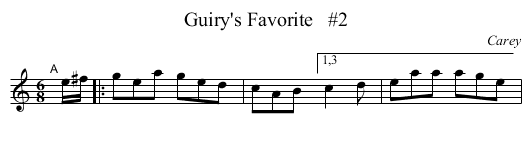 Guiry's Favorite   #2 - staff notation