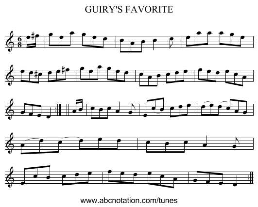 GUIRY'S FAVORITE - staff notation