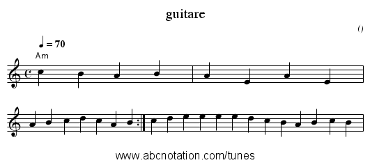 guitare - staff notation