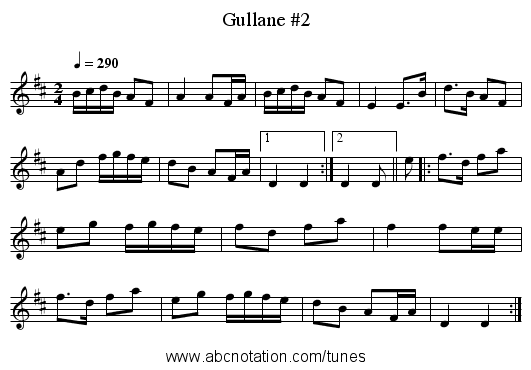 Gullane #2 - staff notation