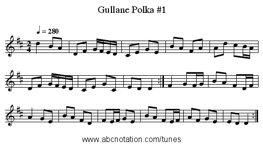 Gullane Polka #1 - staff notation