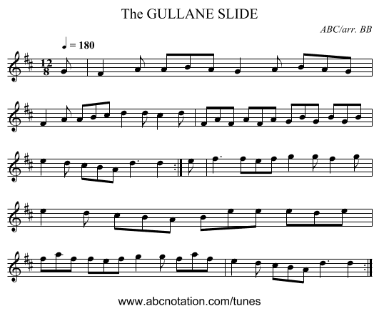 GULLANE SLIDE, The - staff notation