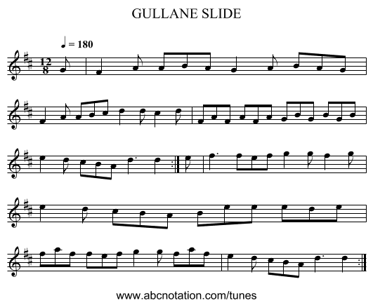 GULLANE SLIDE - staff notation