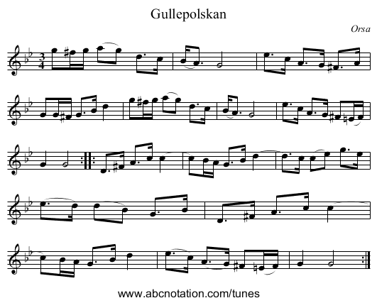 Gullepolskan - staff notation