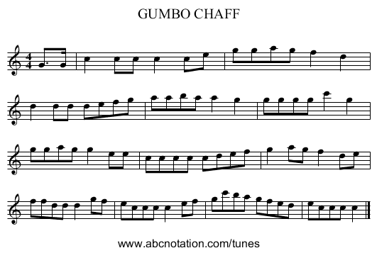 GUMBO CHAFF - staff notation