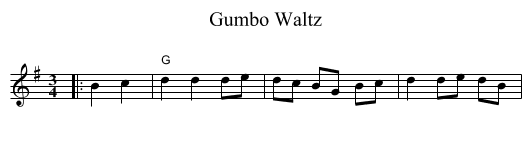 Gumbo Waltz - staff notation