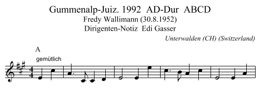 Gummenalp-Juiz. 1992  AD-Dur  ABCD - staff notation