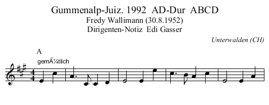 Gummenalp-Juiz. 1992  AD-Dur  ABCD - staff notation