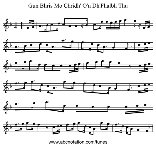 Gun Bhris Mo Chridh' O'n Dh'Fhalbh Thu - staff notation
