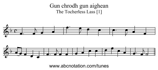 Gun chrodh gun aighean - staff notation