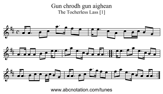 Gun chrodh gun aighean - staff notation