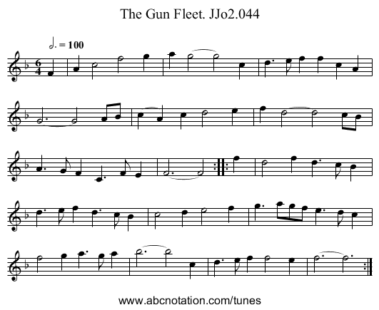 Gun Fleet. JJo2.044, The - staff notation