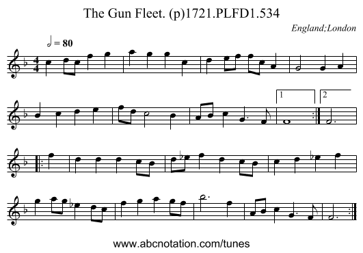Gun Fleet. (p)1721.PLFD1.534, The - staff notation