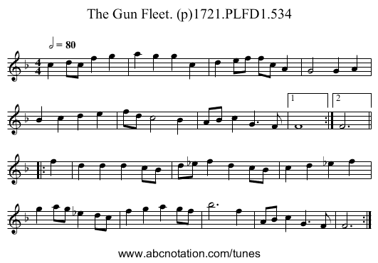 Gun Fleet. (p)1721.PLFD1.534, The - staff notation