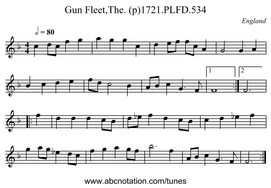 Gun Fleet,The. (p)1721.PLFD.534 - staff notation