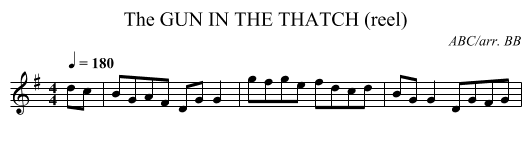 GUN IN THE THATCH (reel), The - staff notation
