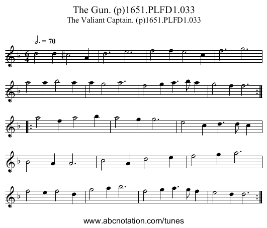 Gun. (p)1651.PLFD1.033, The - staff notation