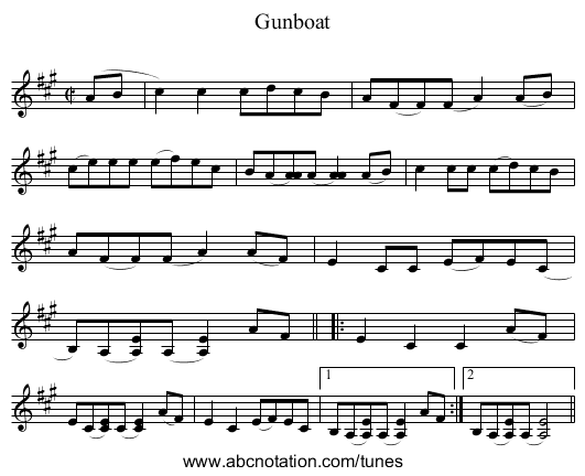 Gunboat - staff notation